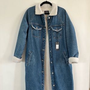 Long Denim Sherpa Jacket